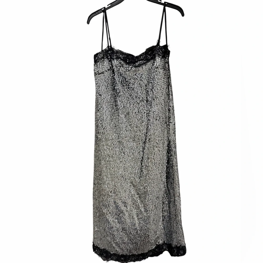 NWT Gianni Bini x Lilly Sisto Allegra Sequin Lace Trim Midi Slip Dress 8 - Picture 3 of 11